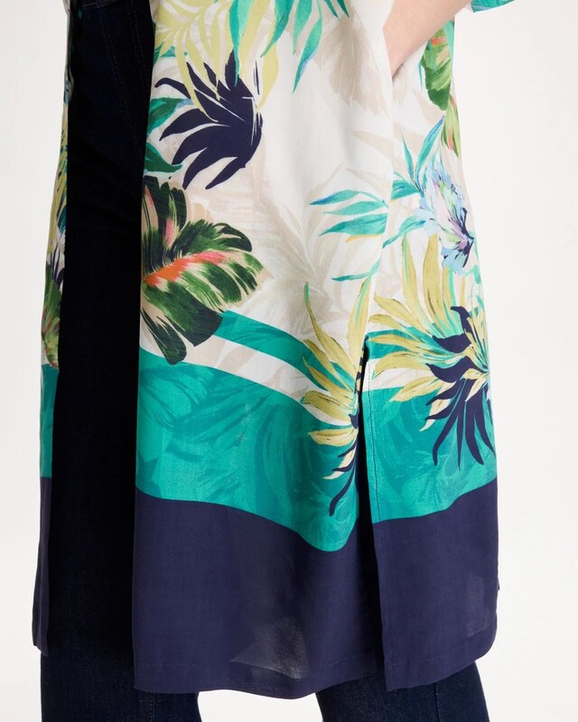 Printed Smocked Long Kimono - image 4